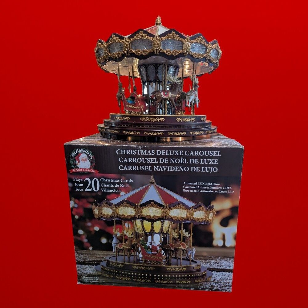 Mr Christmas Deluxe Christmas Carousel 20 Songs TESTED and WORKS Large Decor